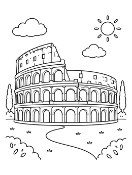 Free printable Sunny Roman Colosseum Landmark coloring page