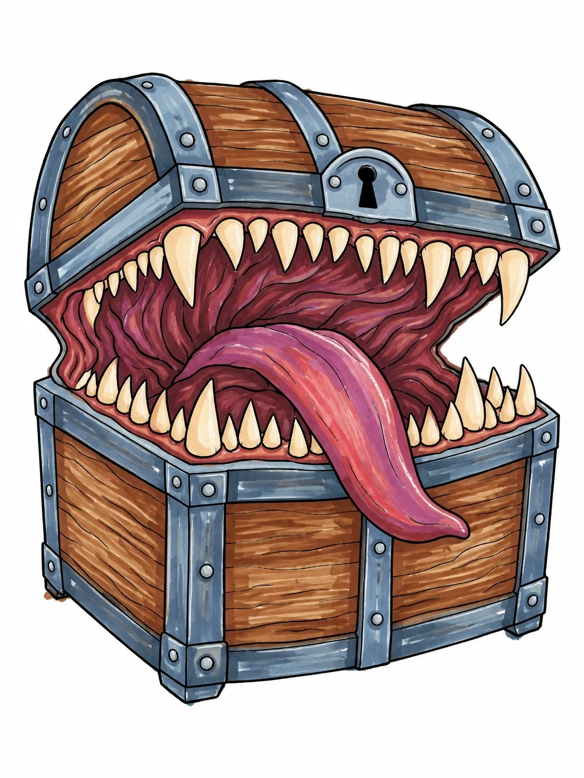 Colored example of the Treasure Chest Mimic Monster coloring page