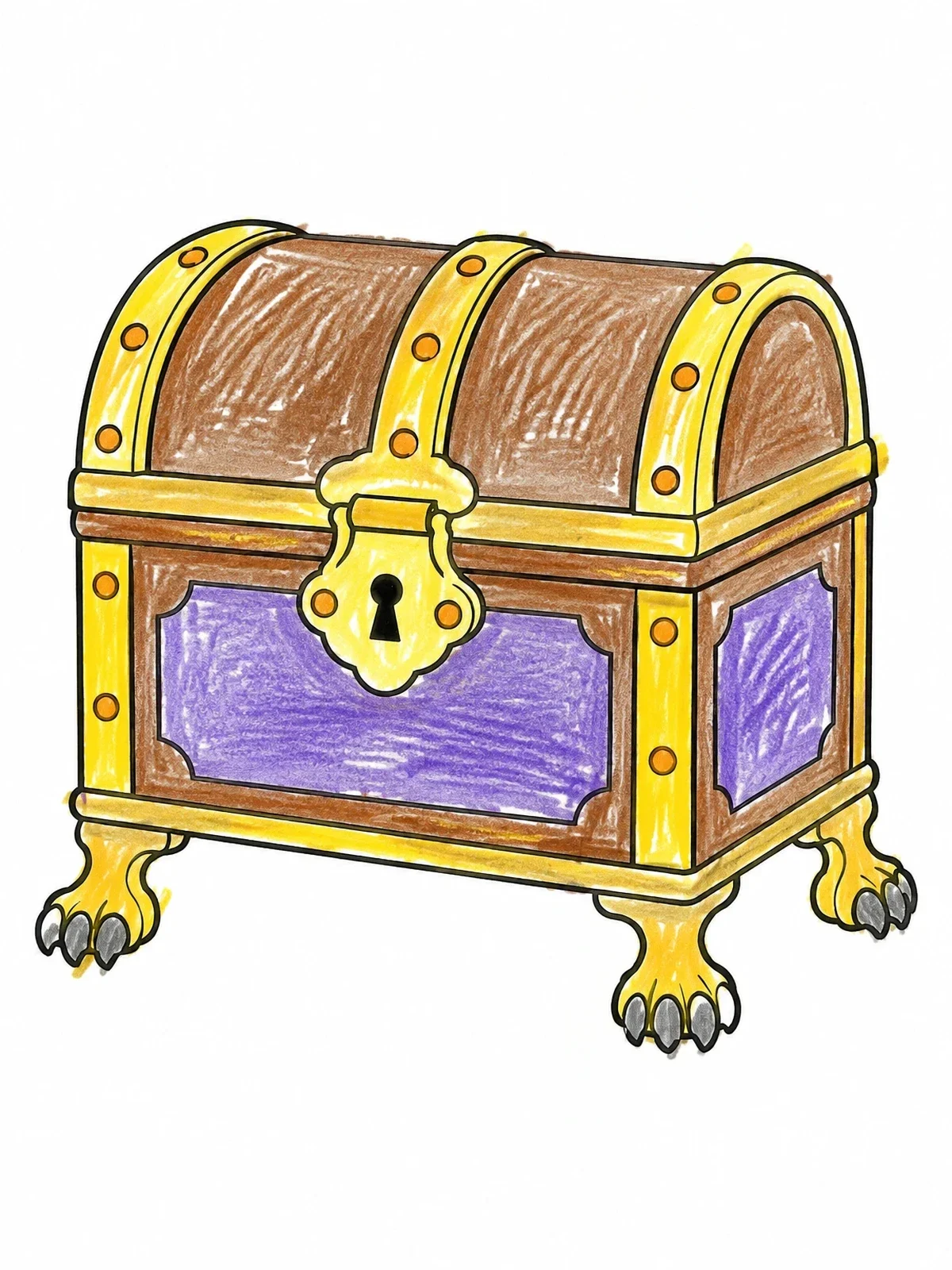Colored example of the Vintage Jewelry Casket On Claw Feet coloring page