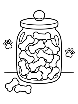 Free printable Glass Treat Jar With Dog Bones coloring page