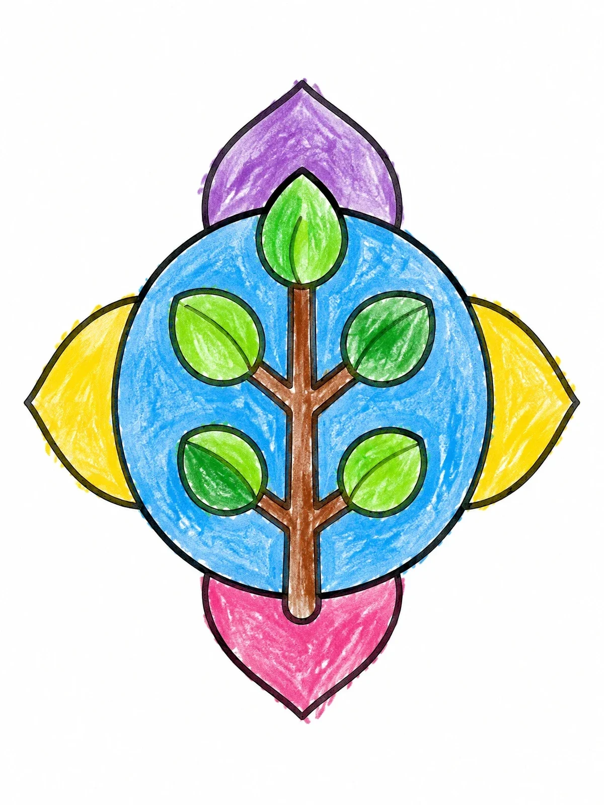 Colored example of the Geometric Sprout Emblem coloring page