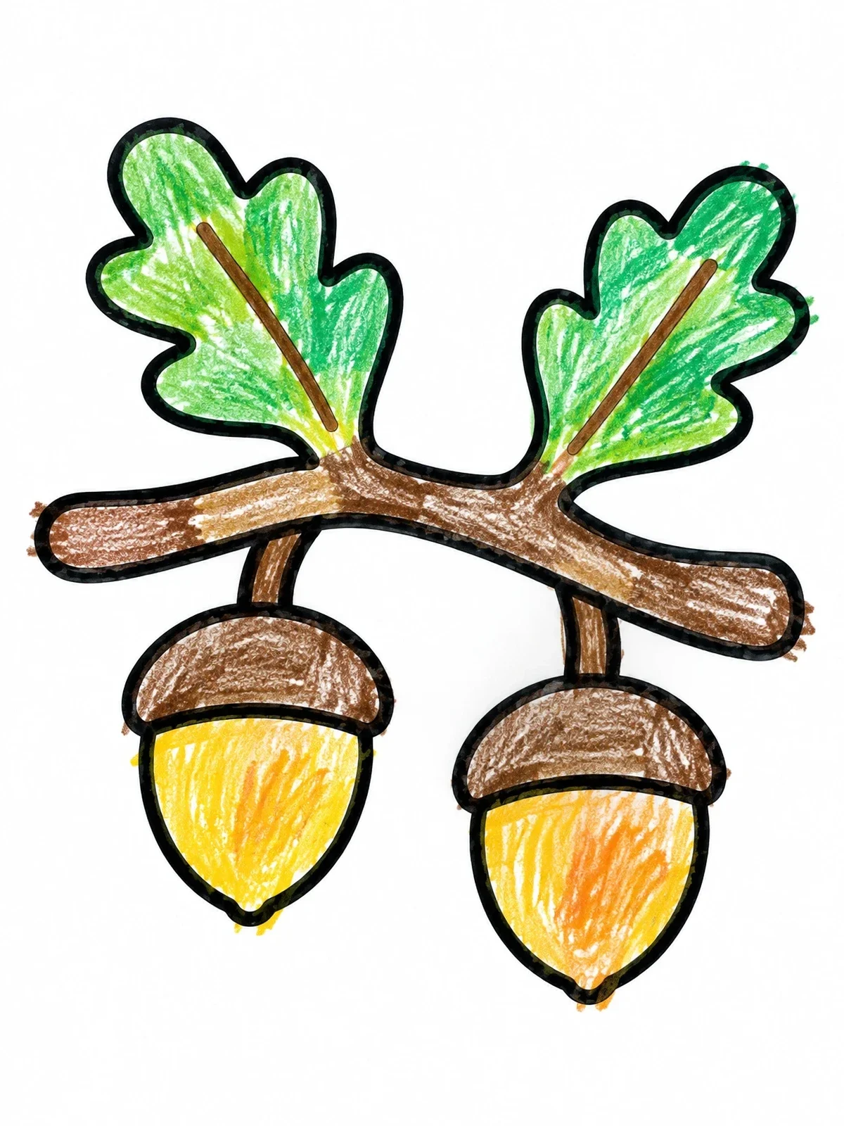 Colored example of the Oak Branch With Acorns And Leaves coloring page