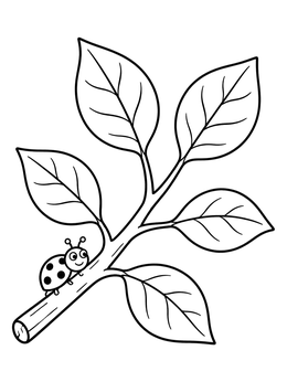 Free printable Tree Branch With Cute Ladybug coloring page