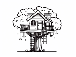 Fun Tree-House Coloring Sheet - Coloring Page