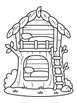 Free printable Cozy Treehouse Bunk Bed coloring page