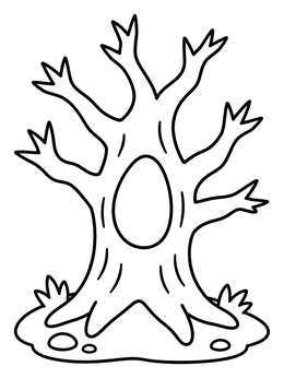 Free printable Spooky Bare Tree With Hollow Trunk coloring page