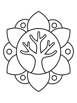 Free printable Simple Bare Tree Mandala Design coloring page