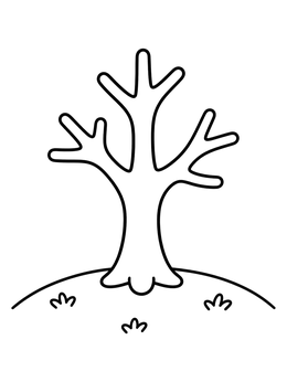 Free printable Simple Bare Tree On A Hill coloring page