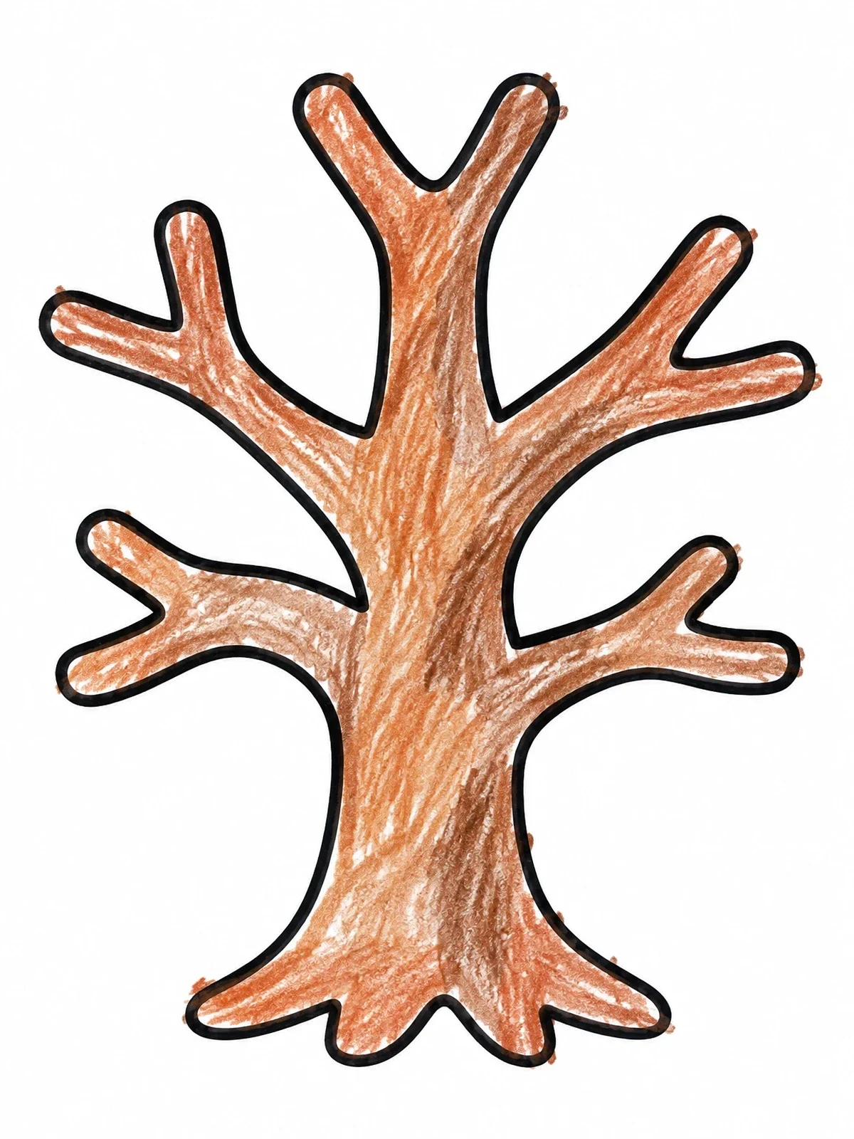Colored example of the Simple Bare Tree Outline coloring page