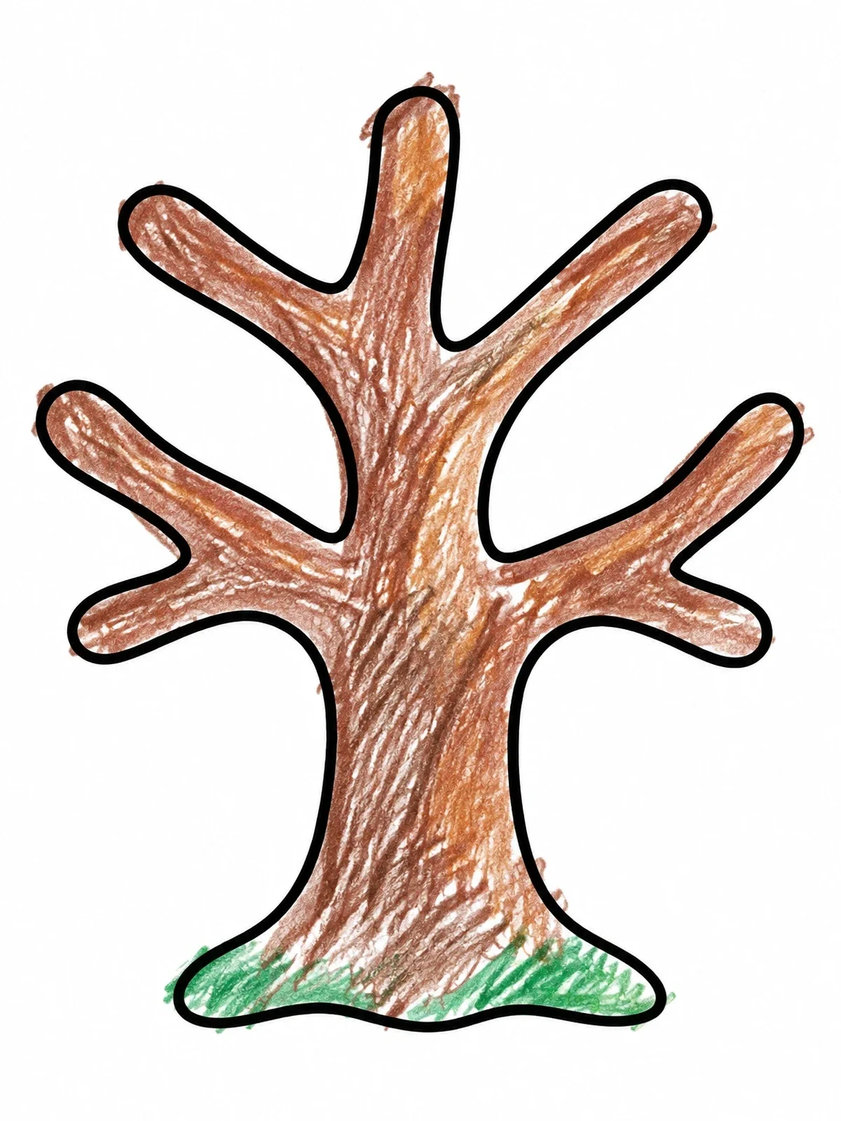 Colored example of the Simple Bare Tree Outline coloring page