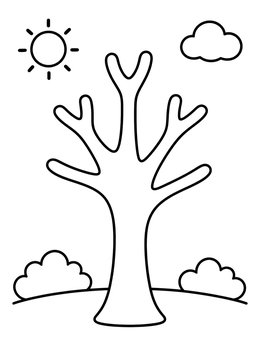 Free printable Simple Bare Tree On Sunny Day coloring page