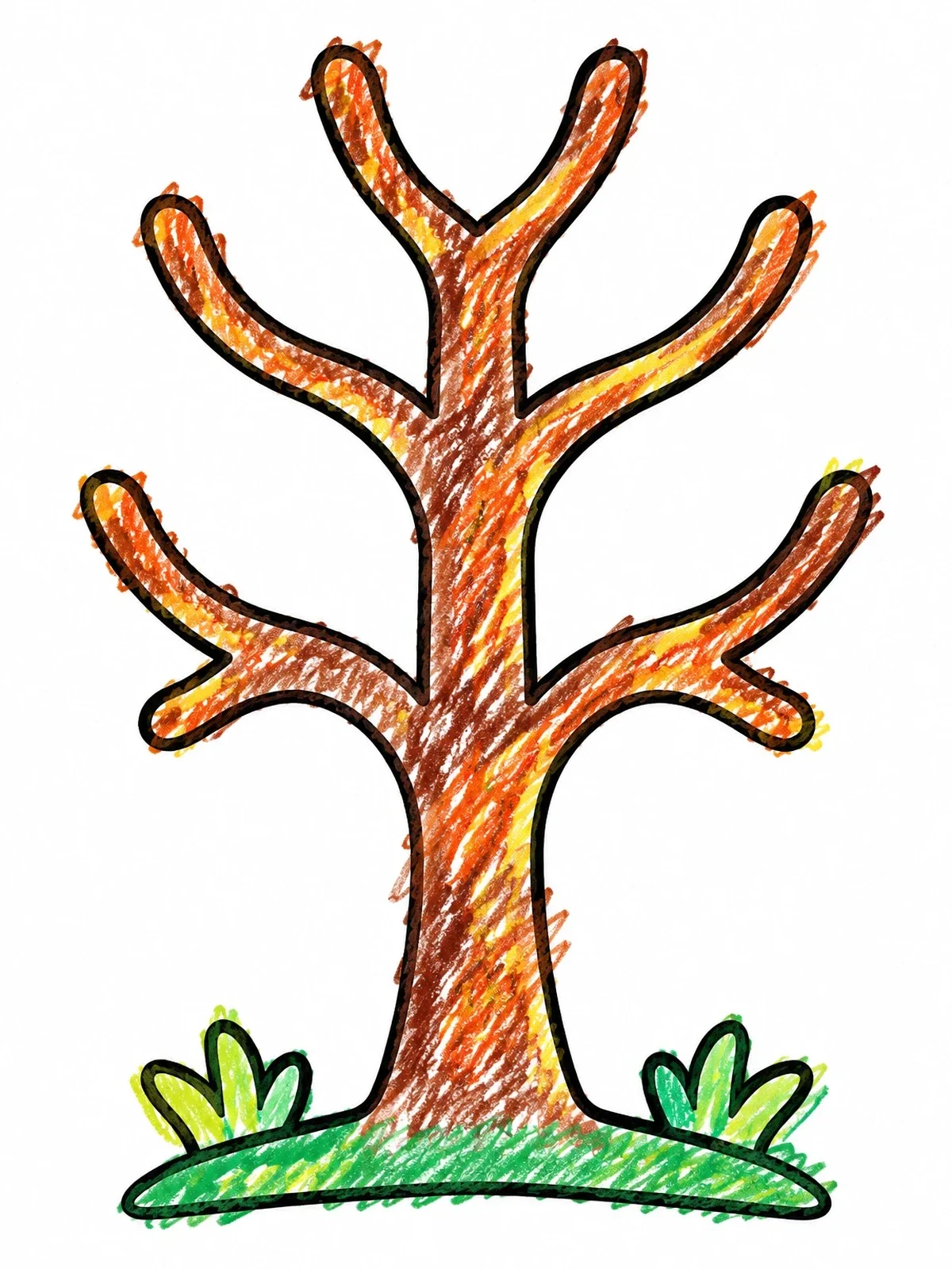 Colored example of the Simple Symmetrical Bare Tree Outline coloring page