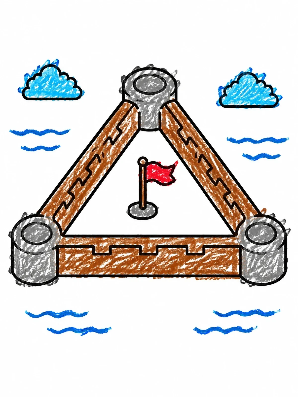 Colored example of the Triangular James Fort coloring page
