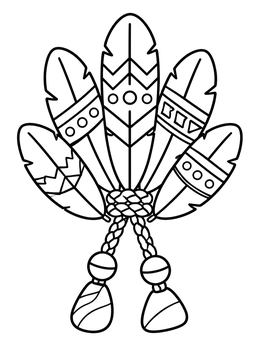 Free printable Bundle Of Patterned Feathers With Beads coloring page