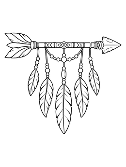 Free printable Decorative Arrow With Hanging Feathers coloring page
