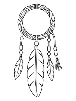 Free printable Dreamcatcher Hoop With Dangling Feathers coloring page