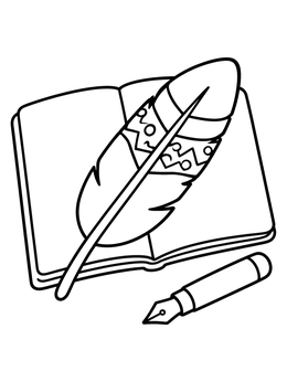Free printable Tribal Feather On Open Sketchbook coloring page