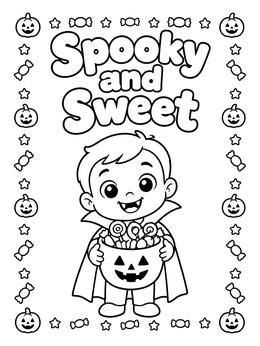 Free printable Cute Toddler Vampire With Candy Bucket coloring page