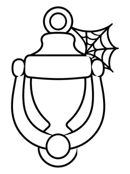 Free printable Halloween Door Knocker With Spiderweb coloring page