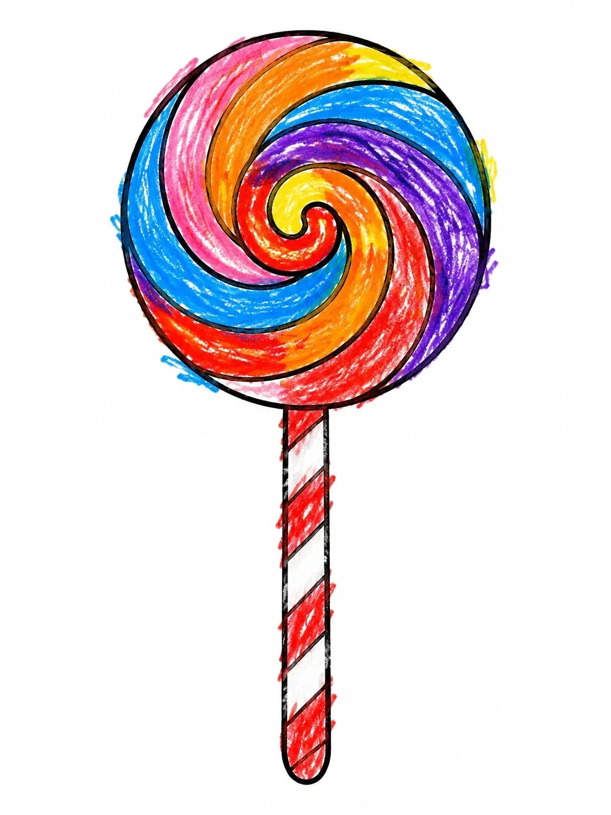 Colored example of the Sweet Swirl Lollipop Treat coloring page