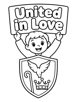 Free printable Boy With United In Love Shield coloring page