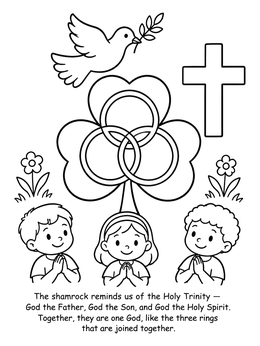Free printable Holy Trinity Symbols With Praying Children coloring page