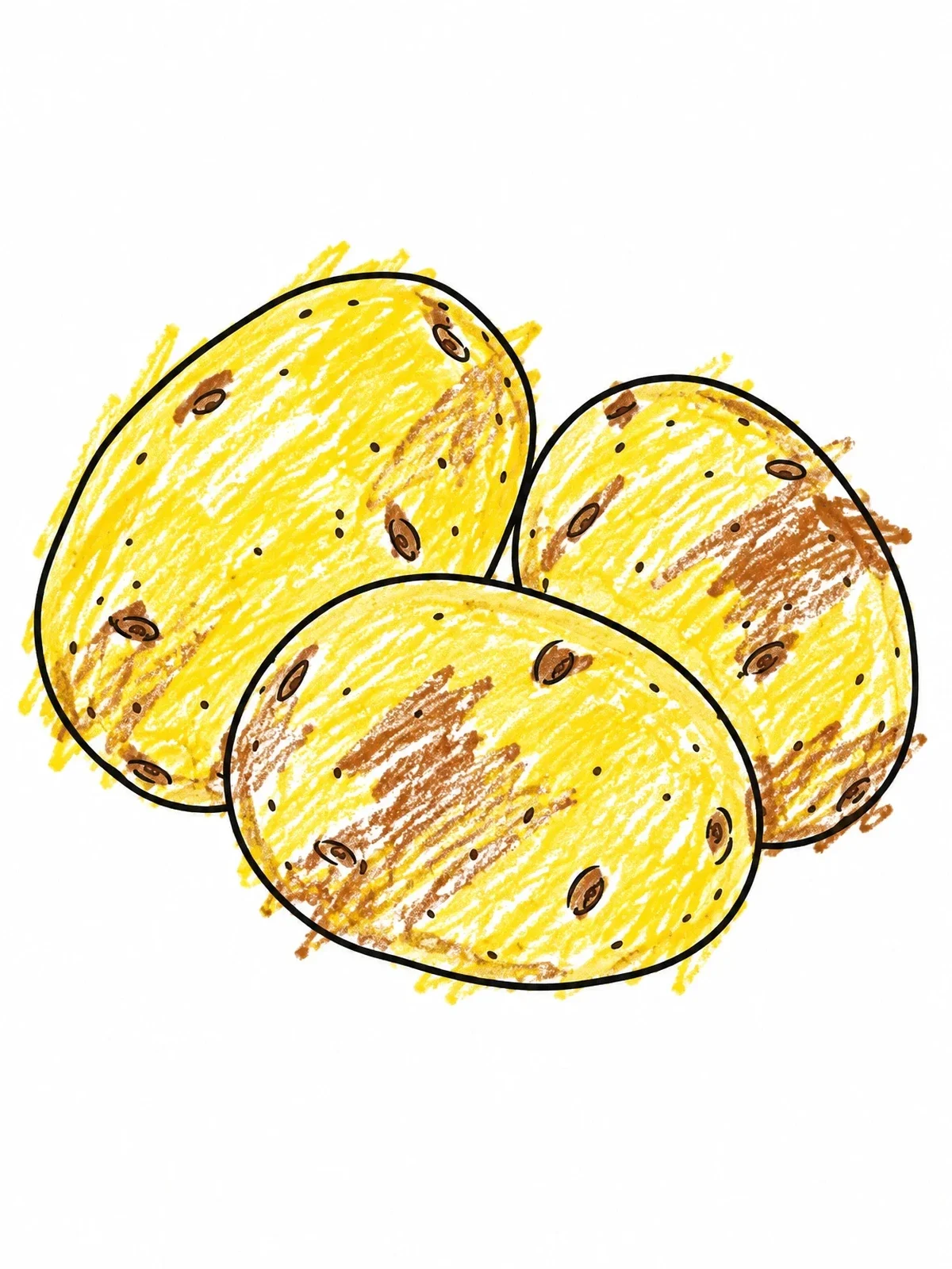 Colored example of the Trio Of Fresh Whole Potatoes coloring page