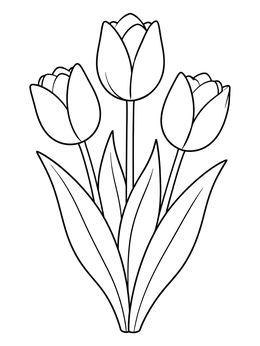 Free printable Trio Of Blooming Spring Tulips coloring page