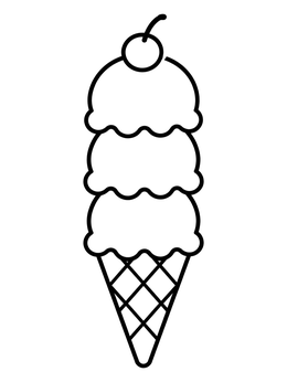 Free printable Triple Scoop Ice Cream Cone coloring page