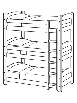 Free printable Triple Sleeper Wooden Bunk Bed coloring page