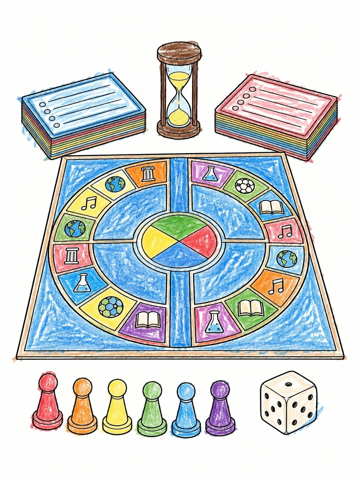 Colored example of the Trivia Quiz Board Game Setup coloring page
