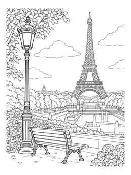 Free printable Trocadéro View Of The Eiffel Tower coloring page