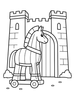 Free printable Trojan Horse At City Gate coloring page