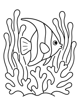 Free printable Angelfish On A Coral Reef coloring page