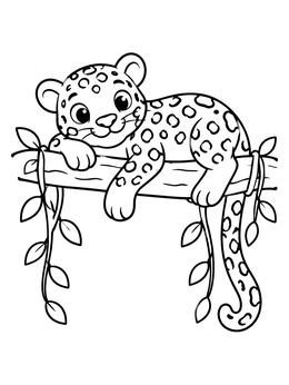 Free printable Cute Jaguar Cub On A Branch coloring page