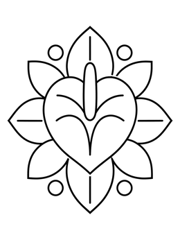 Free printable Simple Symmetrical Anthurium Flower coloring page
