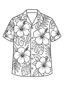 Free printable Tropical Hawaiian Floral Shirt coloring page