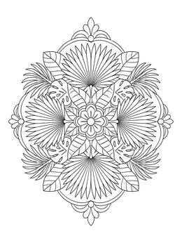 Free printable Tropical Palm Leaf Mandala coloring page