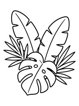 An arrangement of palm fronds in this easy leaves coloring page.