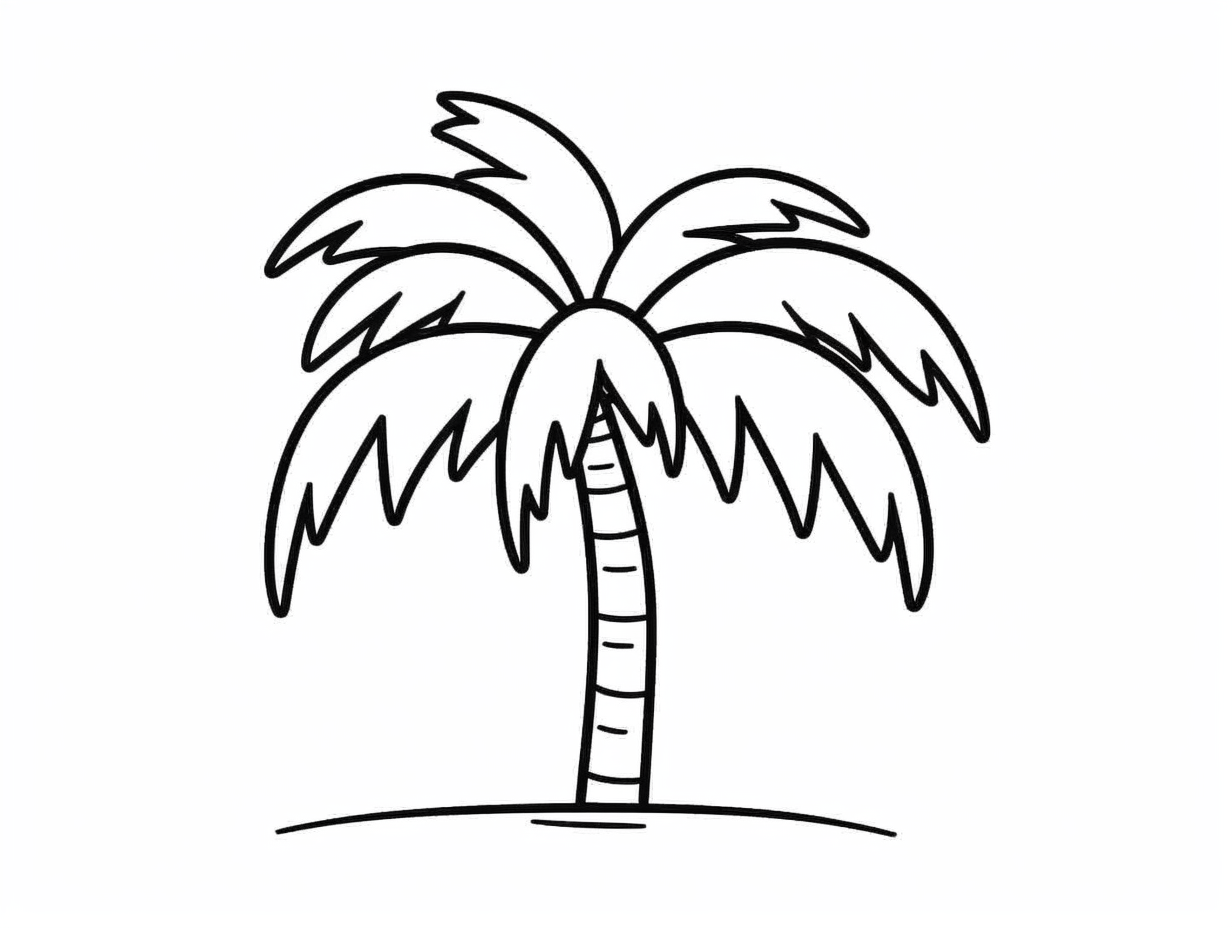 Tropical Palm Tree Coloring - Coloring Page