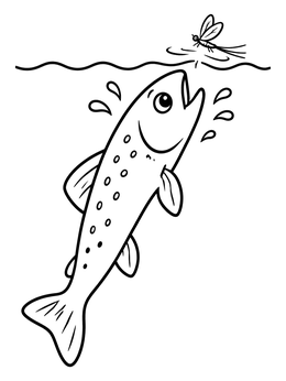 Free printable Trout Jumping For A Mayfly coloring page