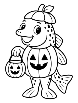 Free printable Trout In Pumpkin Halloween Costume coloring page