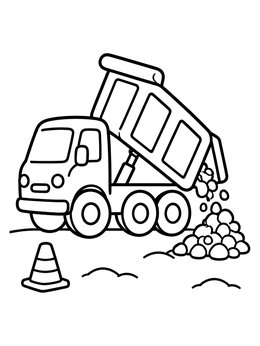 Free printable Dump Truck Unloading Rocks coloring page