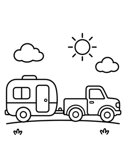 Free printable Truck Towing A Small Camper coloring page