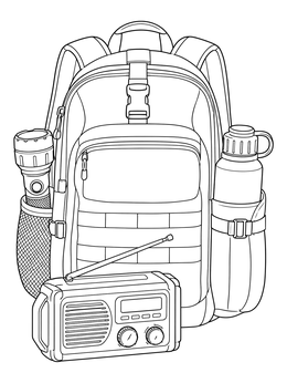 Free printable Tsunami Emergency Kit Backpack coloring page