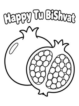 Free printable Tu Bishvat Pomegranates To Color coloring page