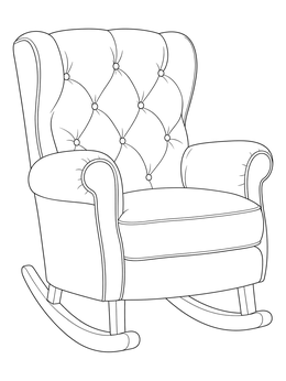 Free printable Tufted Upholstered Rocking Armchair coloring page