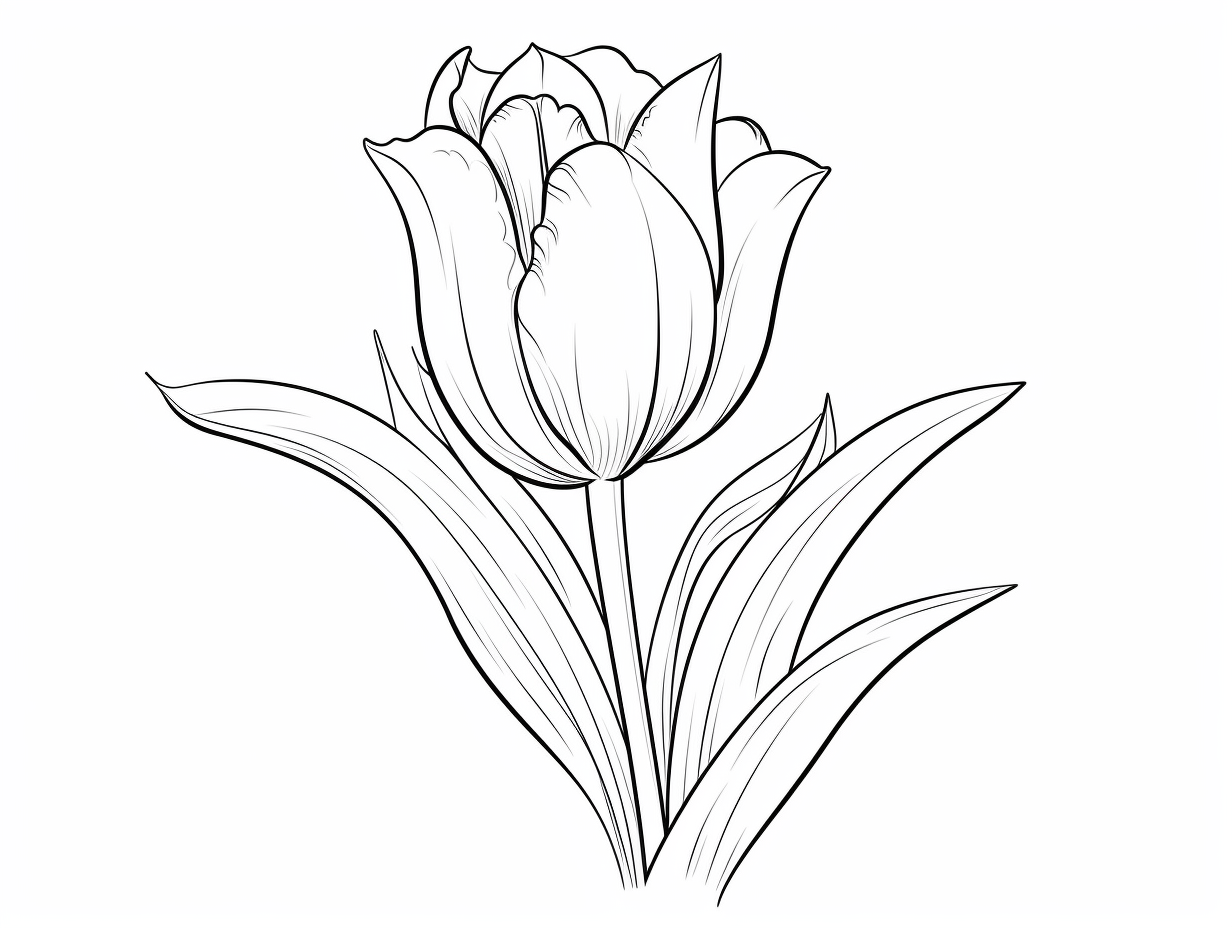 Tulip Coloring Page For Relaxation - Coloring Page