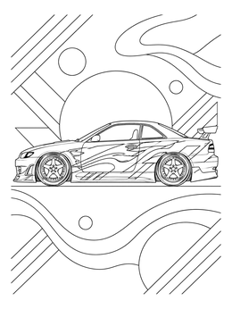 Free printable Tuned Drift Car With Livery coloring page