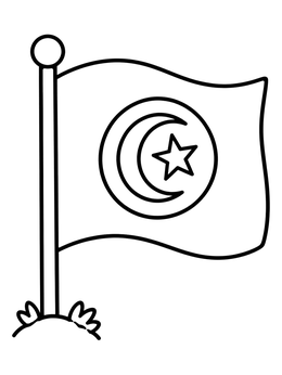 Free printable Flag Of Tunisia On Pole coloring page